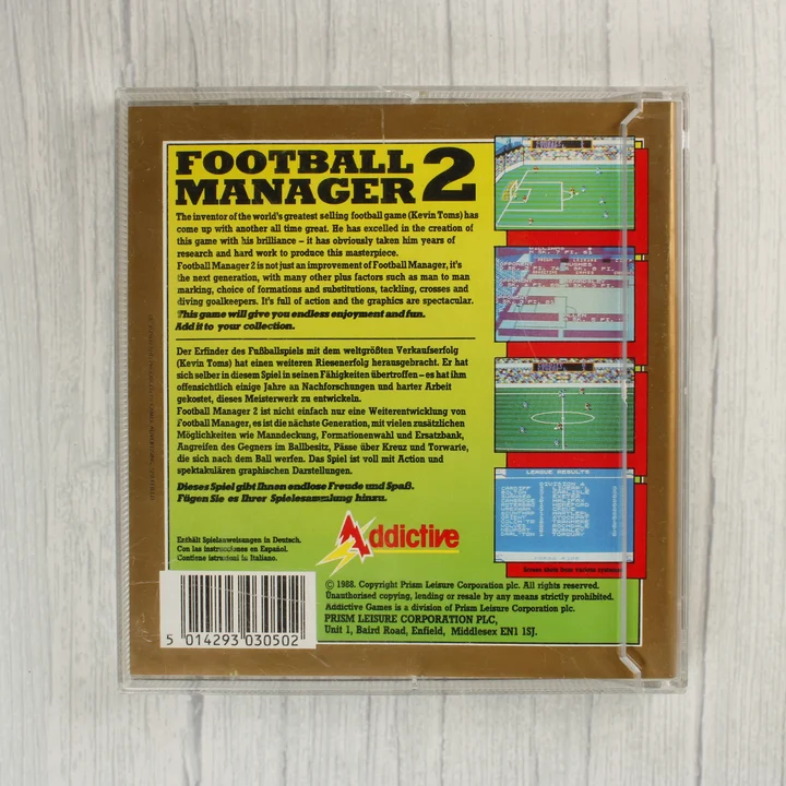 Football Manager 2 Commodore 64 játék hátoldala leírással