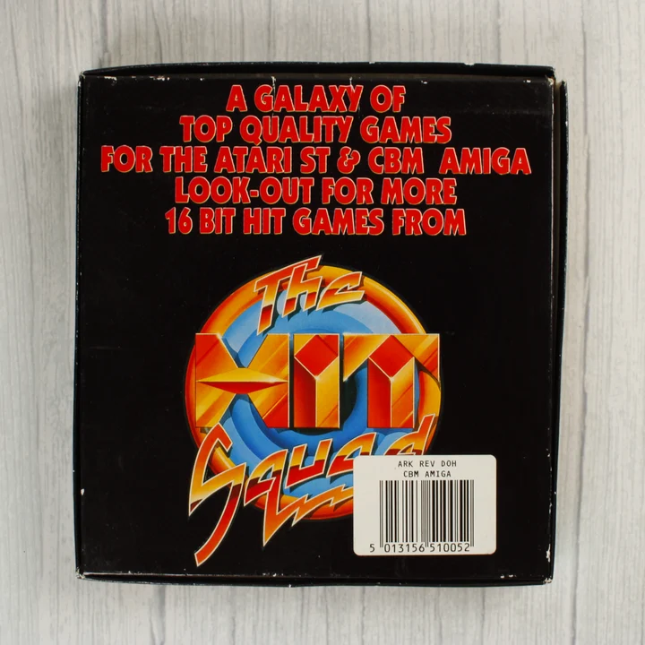 Az Arkanoid: Revenge of Doh videójáték dobozának hátoldala vonalkóddal