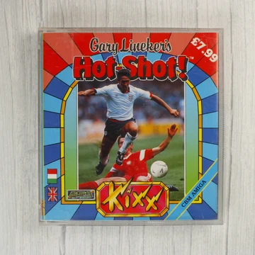 Gary Lineker's Hot-Shot! Amiga játék előlapi borítója műanyag tokban
