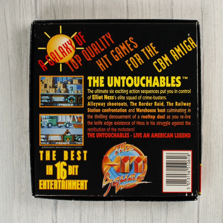 The Untouchables Amiga játék dobozának hátoldala