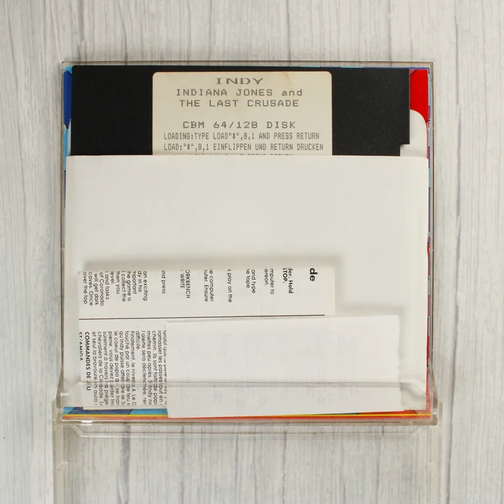 Indiana Jones C64 floppy és leírás Indiana Jones and the Last Crusade floppy lemez és útmutató