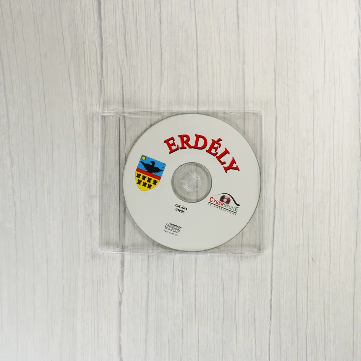 Az Erdély szoftver CD-ROM lemeze műanyag tokban