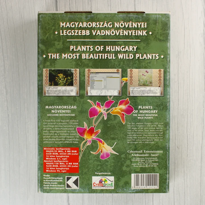 Magyarország növényei CD-ROM szoftver dobozának hátoldala