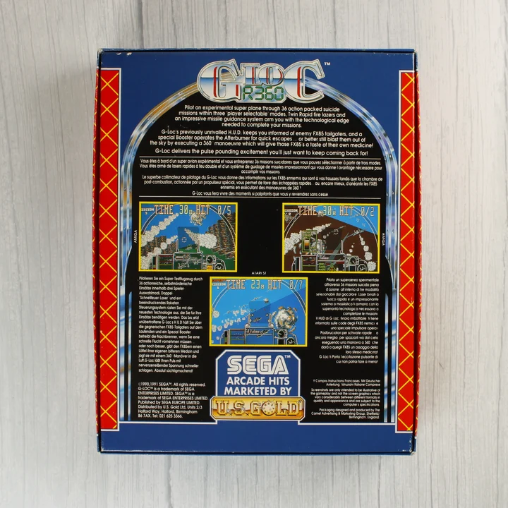 G-LOC Air Battle Amiga hátlap G-LOC Air Battle Amiga játék dobozának hátoldala