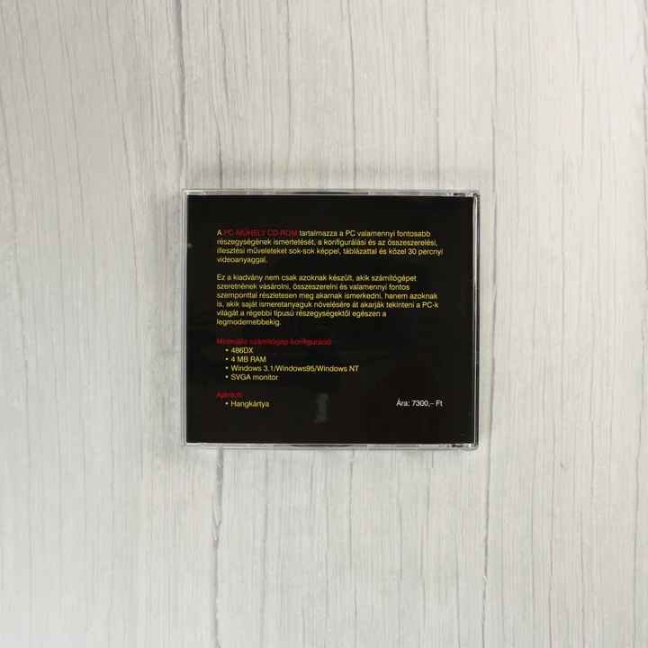 Computer Kalauz 2. PC-Műhely tok hátlap A CD-tok hátoldala a minimális konfigurációval és az eredeti árral.