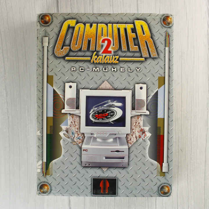 Computer Kalauz 2. PC-Műhely doboz A Computer Kalauz 2. PC-Műhely szoftver színes kartondoboza elölről.