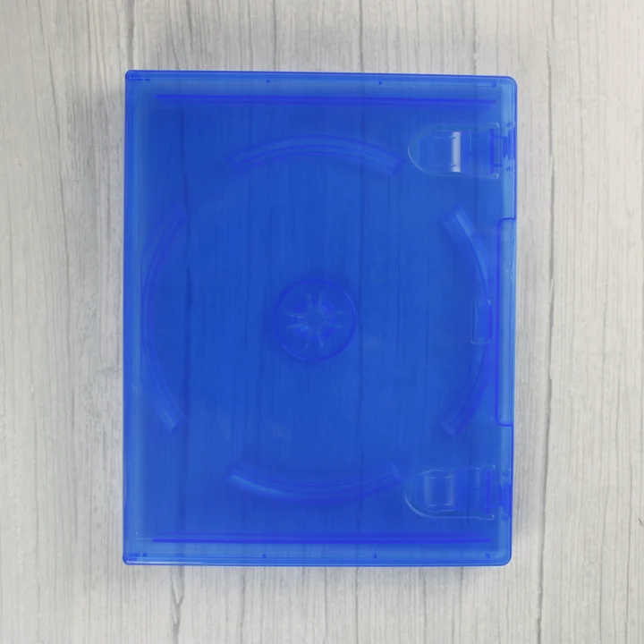 Zárt, áttetsző kék PlayStation 4 stílusú videójáték tok felülnézetből