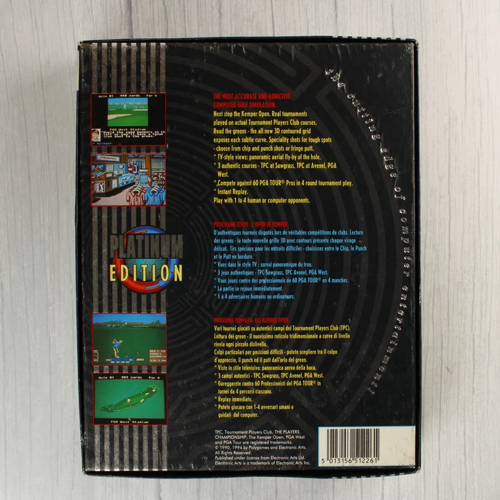 PGA Tour Golf Platinum Edition Amiga játék dobozának hátulja