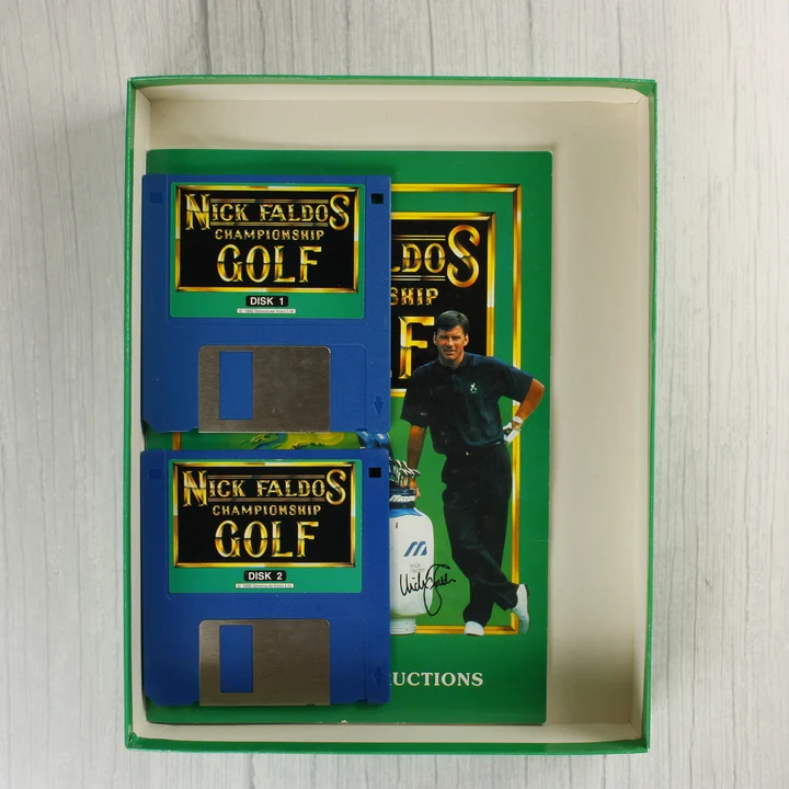 Nick Faldo's Championship Golf floppy lemezek és kézikönyv a dobozban