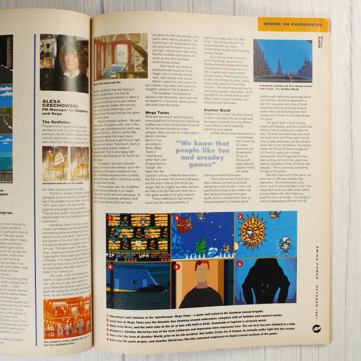 Az Amiga Power magazin belső oldalai játékismertetőkkel