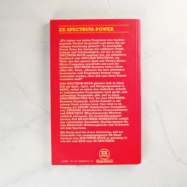 A Das Spectrum Buch című könyv hátoldala