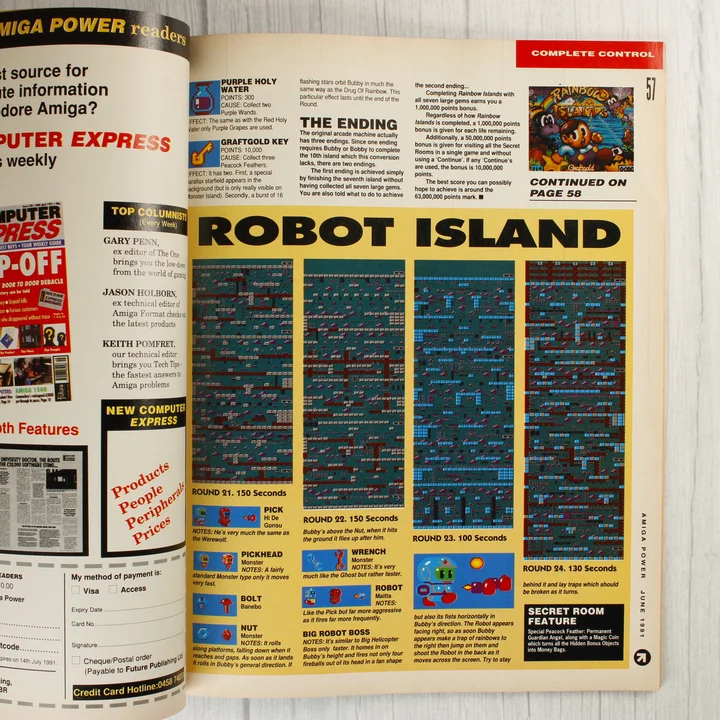 Belső oldal a Rainbow Islands játékkal