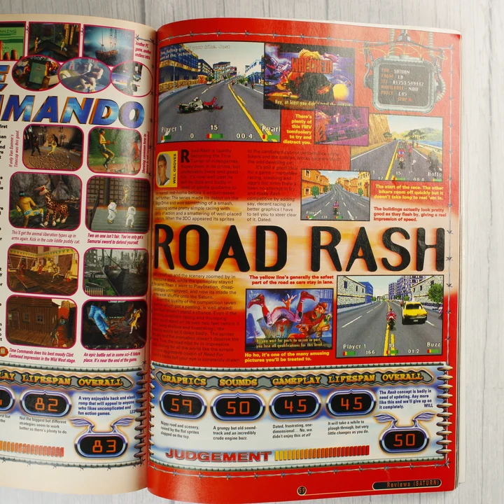 A GamesMaster magazin belső oldala a Road Rash játék tesztjével