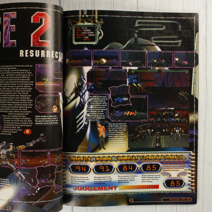 Games Master Rise 2 teszt A Games Master magazin belső oldala a Rise 2 Resurrection játékismertetőjével.