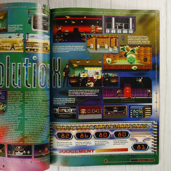 Games Master Revolution X teszt A Games Master magazin belső oldala a Revolution X játékismertetőjével.