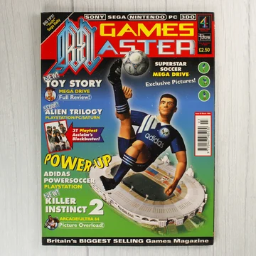 A Games Master magazin 1996. márciusi számának borítója egy focistával.