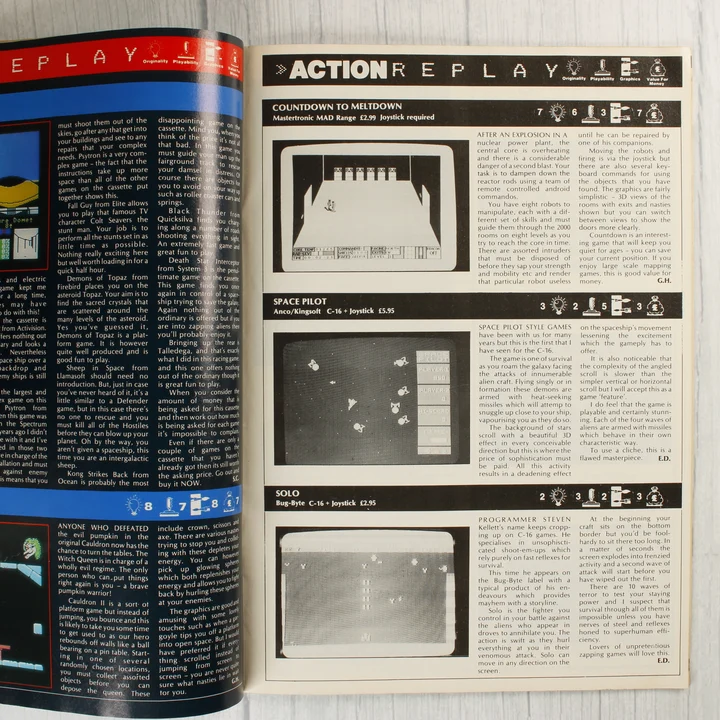 Your Commodore magazin játékkritika oldala