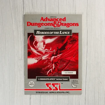 Az Advanced Dungeons & Dragons Heroes of the Lance videójáték használati útmutatójának borítója.