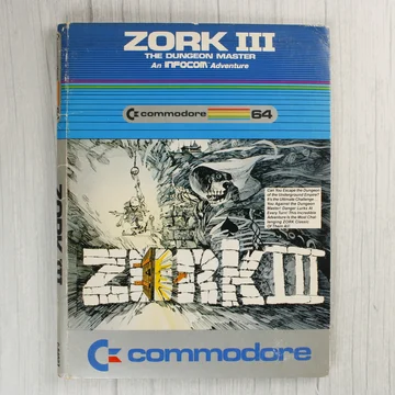 A Zork III Commodore 64-es kiadásának előlapja illusztrációval