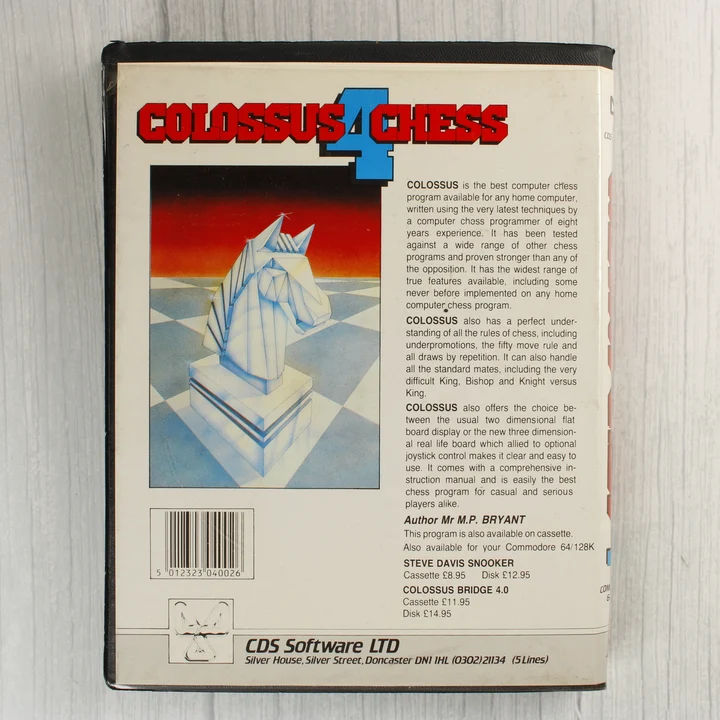Colossus 4 Chess hátlap Colossus 4 Chess játék hátlapja leírással és vonalkóddal