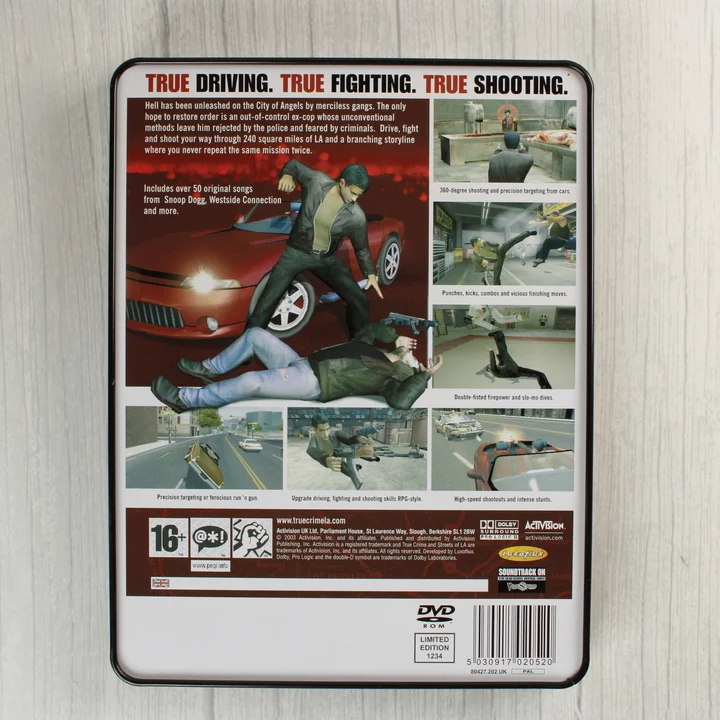 True Crime: Streets of LA fém doboz hátlapja