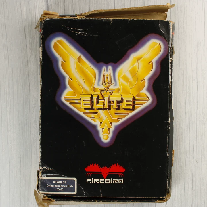 Elite Atari ST doboz Az Elite videójáték Atari ST kiadásának elülső borítója