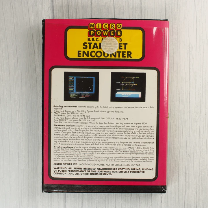 Starfleet Encounter hátoldal A Starfleet Encounter videójáték tokjának hátoldala a leírással.