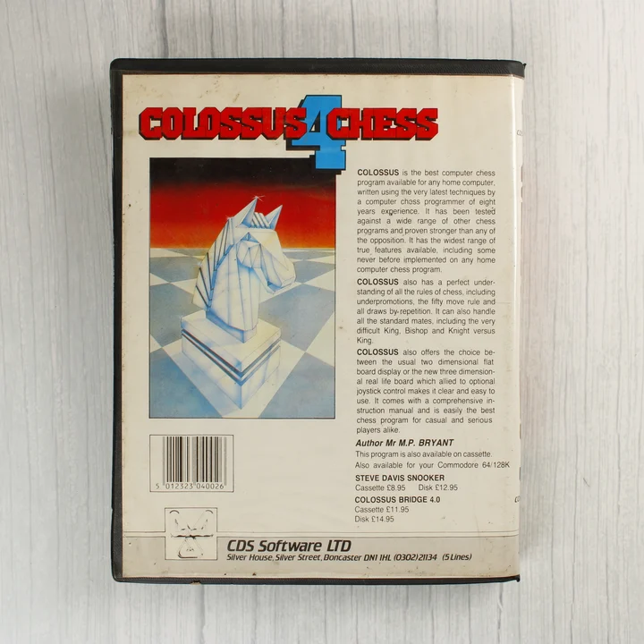 Colossus 4 Chess C64 hátlap Colossus 4 Chess játék hátlapja leírással
