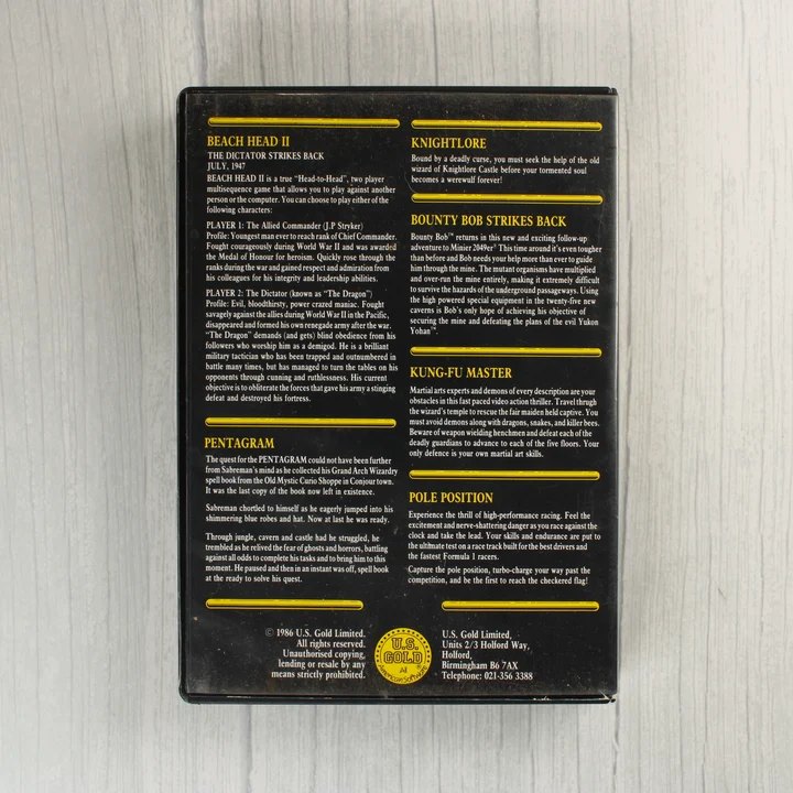 The Gold Collection II tok hátoldala a játékok leírásával