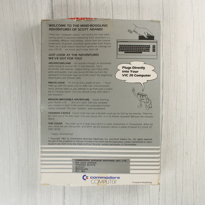 Adventure Land videójáték dobozának hátoldala