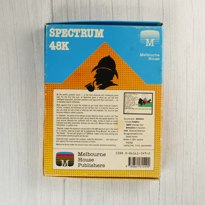 Sherlock videójáték dobozának hátoldala leírással