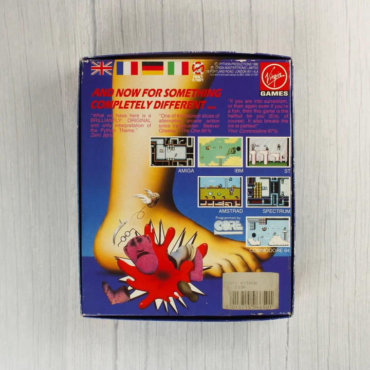 Monty Python's Flying Circus videójáték dobozának hátoldala