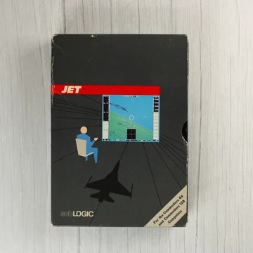 A JET videójáték dobozának eleje Commodore 64-hez