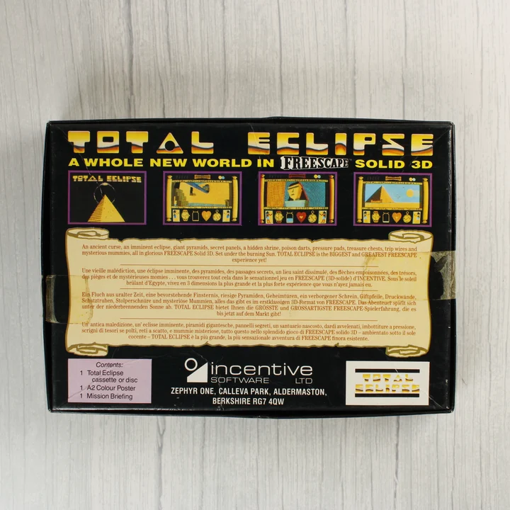 Total Eclipse C64 doboz hátlap Total Eclipse Commodore 64 videójáték dobozának hátoldala