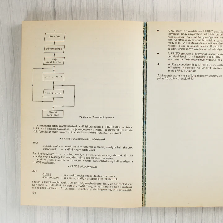 A TV-BASIC könyv belső oldala folyamatábrával