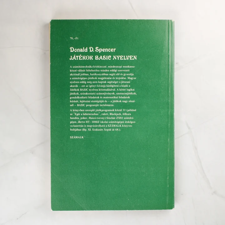 Donald D. Spencer Játékok BASIC nyelven könyv hátlapja