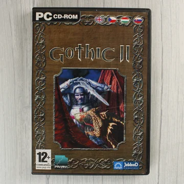Gothic II PC játék borítója lovaggal és sárkánnyal