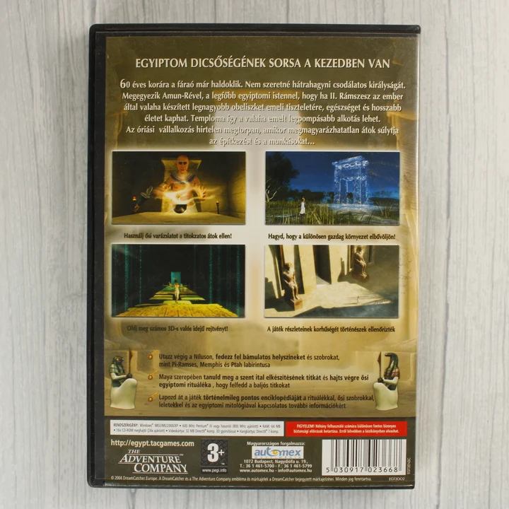 Az Egypt III: The Fate of Ramses PC játék hátlapi borítója magyar nyelvű leírással