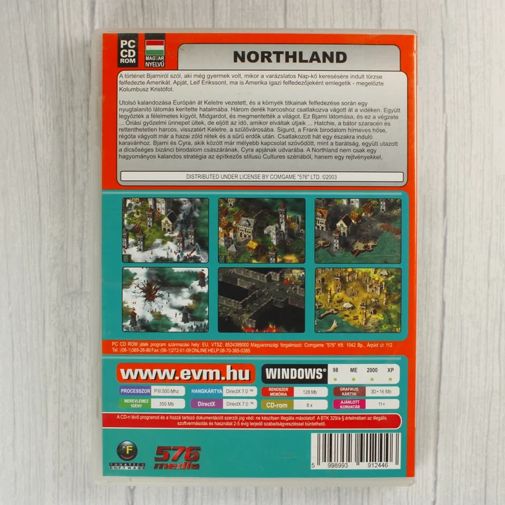 A Northland videójáték hátoldala leírással és képernyőfotókkal