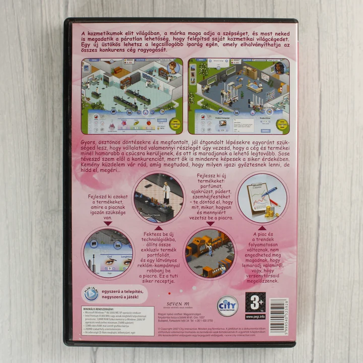 Beauty Factory PC játék hátlap A Beauty Factory PC játék hátoldala a leírással