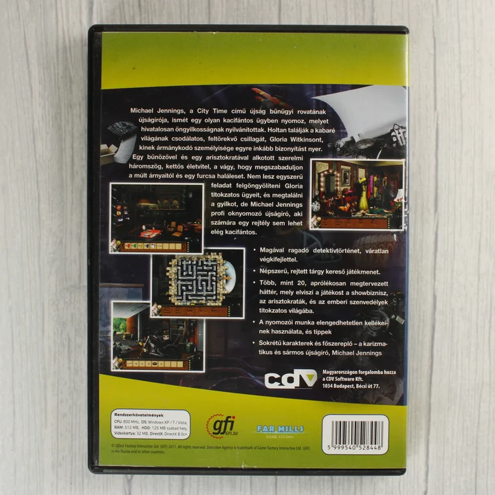 Újságíró történetek PC hátlap Az Újságíró történetek PC játék hátoldala a rendszerkövetelményekkel