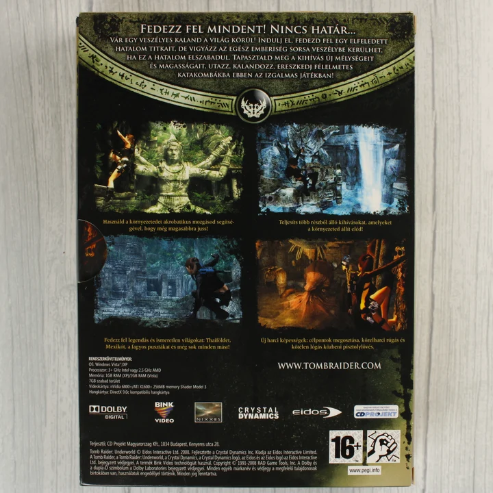 Tomb Raider Underworld hátlap Tomb Raider Underworld PC játék hátlapja