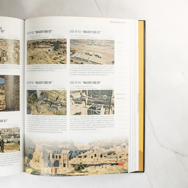 Belső oldalak a Metal Gear Solid V stratégiai útmutatóból