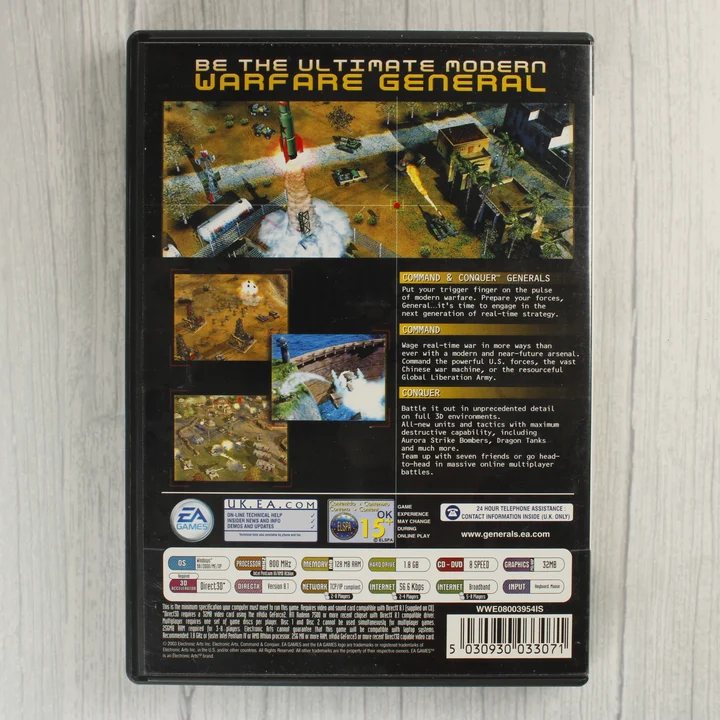 Command & Conquer Generals PC hátlap Command & Conquer Generals PC játék hátlapja