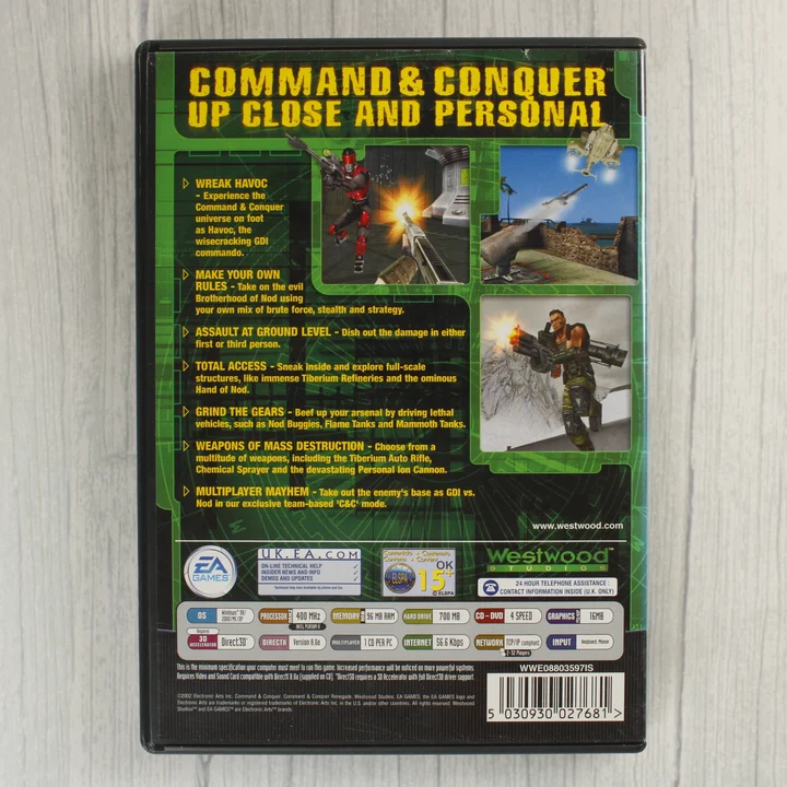 Command & Conquer Renegade hátlap Command & Conquer Renegade PC játék hátoldali borítója