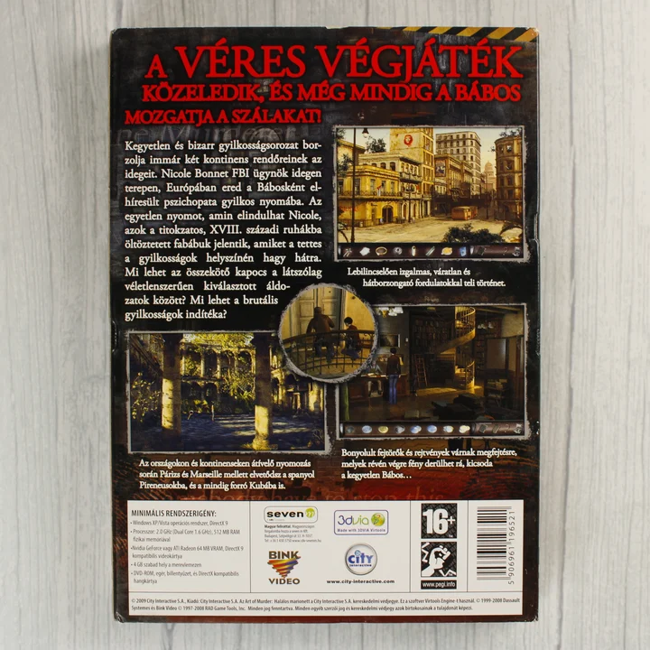 Art of Murder: Halálos Marionett PC hátlap Art of Murder: Halálos Marionett PC játék hátoldala