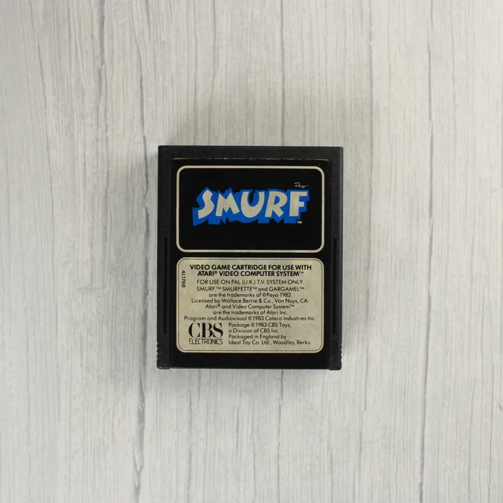 Smurf Atari 2600 cartridge A Smurf videójáték fekete cartridge-e