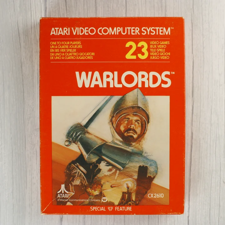 Warlords Atari 2600 doboz Warlords Atari 2600 játék dobozának előlapja