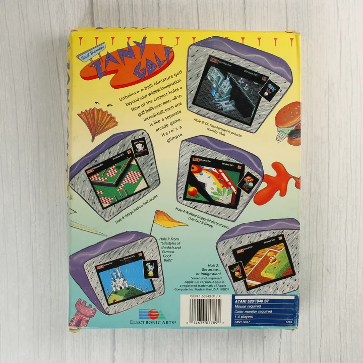 Zany Golf Atari ST hátoldal Zany Golf Atari ST videójáték dobozának hátoldala
