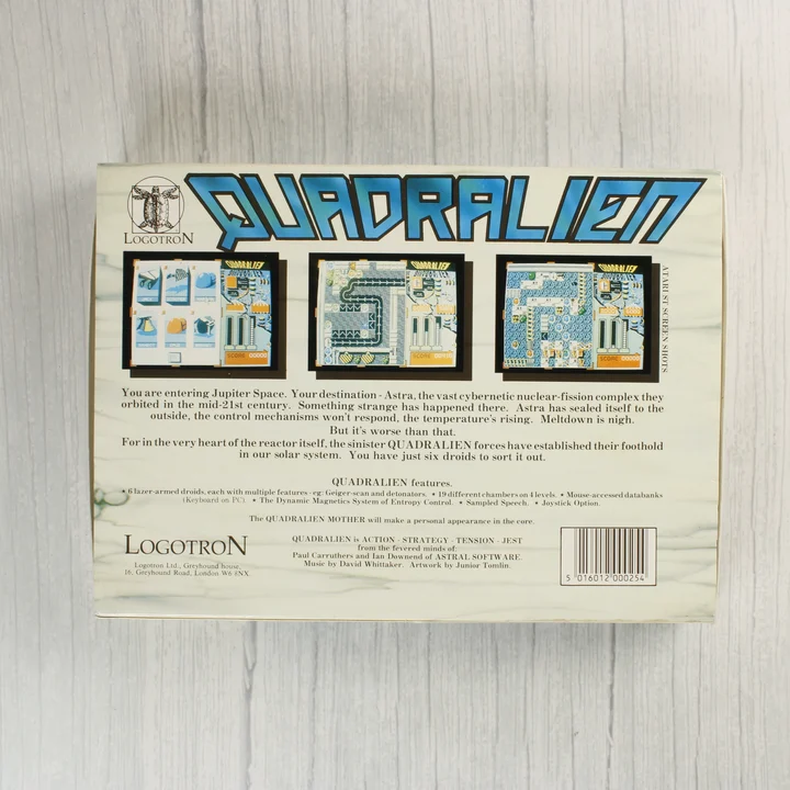 Quadralien Amiga hátoldal Quadralien Amiga játék dobozának hátoldala